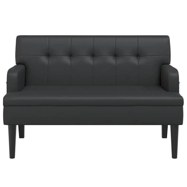 Bænksæde med ryg i sort PVC, 112 x 65,5 x 75 cm, ben i træ DEC024655 kastanj