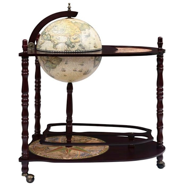 Globe bar stöd för vin självständigt glob eucalyptus trä grön och brun 70 x 45 x 88 cm DEC024446 kastanj