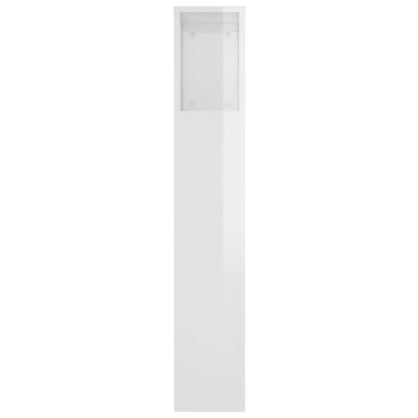 Huvudgavel med förvaring sängaccessoar sängbord hylla 220 x 18,5 x 104,5 MDF vit glansig