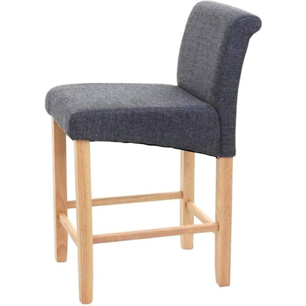 Baari-tuolit - Décoshop26 - TDB04072 - Tumma harmaa kangas - Vaaleat puujalat - 2 kappaleen pakkaus Grå