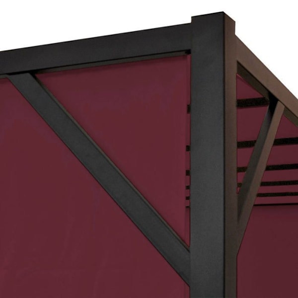 Pergola trädgårdspaviljong takterrass stabil stålkonstruktion 6cm + skjutbart tak vinröd 4x4m 04_0004073 Bordeaux