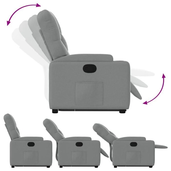 Lænestol med komfortabel polstring, TV-recliner med elektrisk løftefunktion i lys grå stof DEC027908 Grå