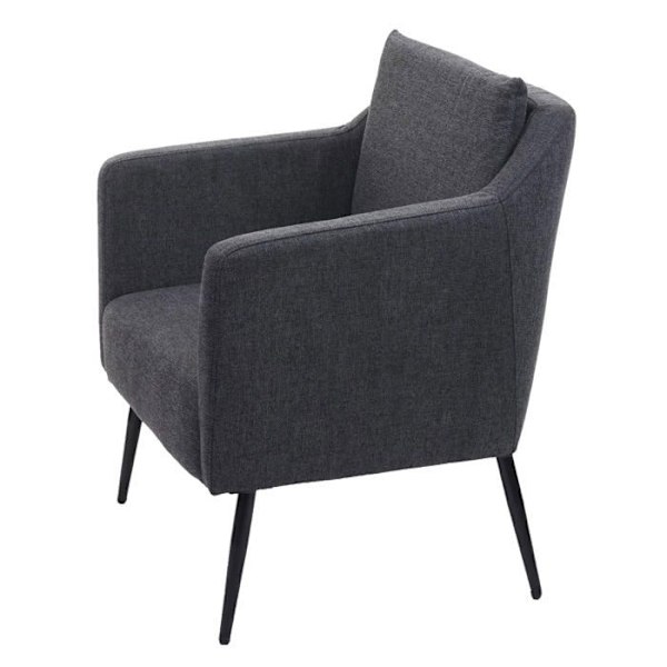 Lounge stol, afslapningsstol med afrundede hjørner og kanter i mørkegrå tekstil 04_0003162 Grå