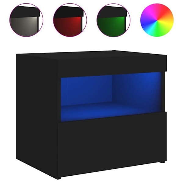 Sæt af 2 natborde med LED-lys, skuffe og rum 50 x 40 x 45 cm, sort ingeniørtræ DEC035940 kastanj