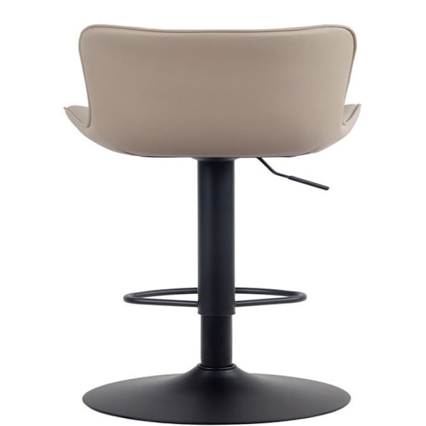 Barstol x1 dekorative syninger trumpetfod justerbar højde i sort metal sæde i creme PVC 10_0004857 Grädde