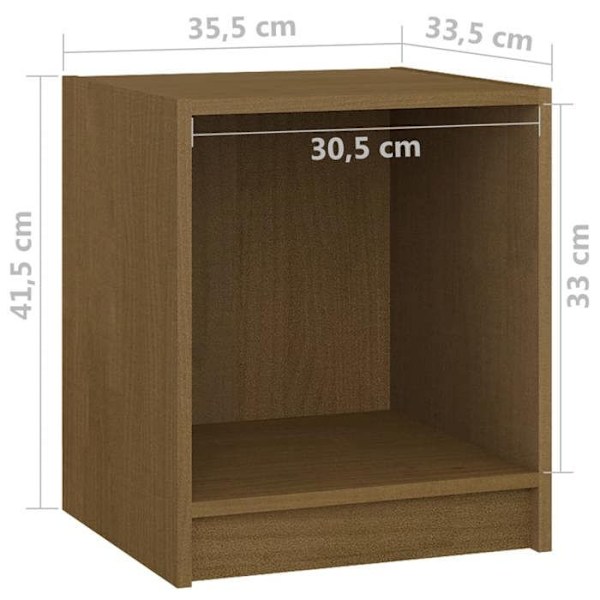 Set med 2 sängbord med öppet fack 35,5 x 33,5 x 41,5 cm i honungsgul furu DEC035445 kastanj