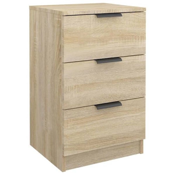 Set med 2 sängbord med 3 lådor 40 x 36 x 65 cm ingenjörsträ färg ek DEC035266 kastanj