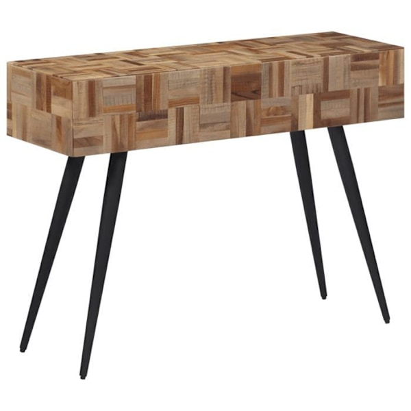 Moderne entrekonsol 110 x 34 x 80 cm af genanvendt teaktræ og jern DEC031517 Flerfärgad