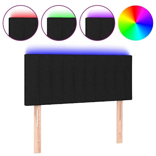 Hovedgærde til soveværelse med LED-møbel 100 x 5 x 78/88 cm, sort stof TDL0200753 Svart