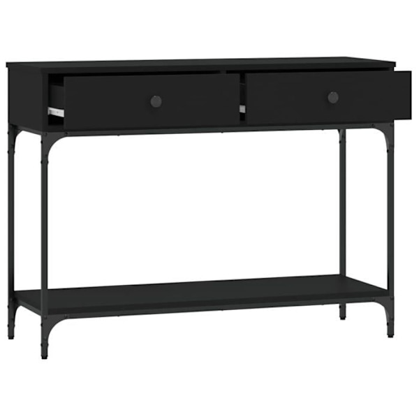 Elegant design konsolbord til entre med skuffer 100 x 34,5 x 75 cm ingeniørtræ og sort metal DEC032071 kastanj