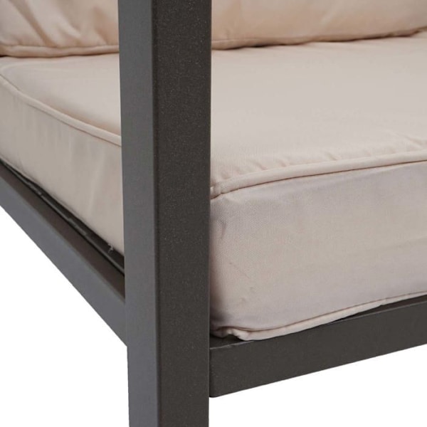 Havemøbler sofa, stole og bord, metaloverflade, puder i hvid cremé 04_0008339 Vit