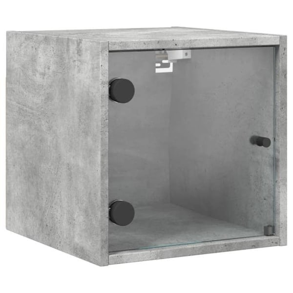 Sæt med 2 natborde med glasdøre 35 x 37 x 35 cm grå ingeniørtræ DEC035977 kastanj