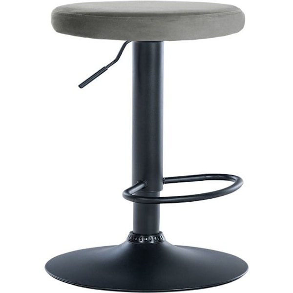 Barstol x1 enkel design justerbar höjd grå sammet klädsel svarta metallben 10_0005353 Grå