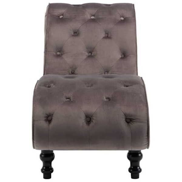 Meridienne chaise longue sisätiloihin harmaa sametti nappiholkit DEC026222 Grå