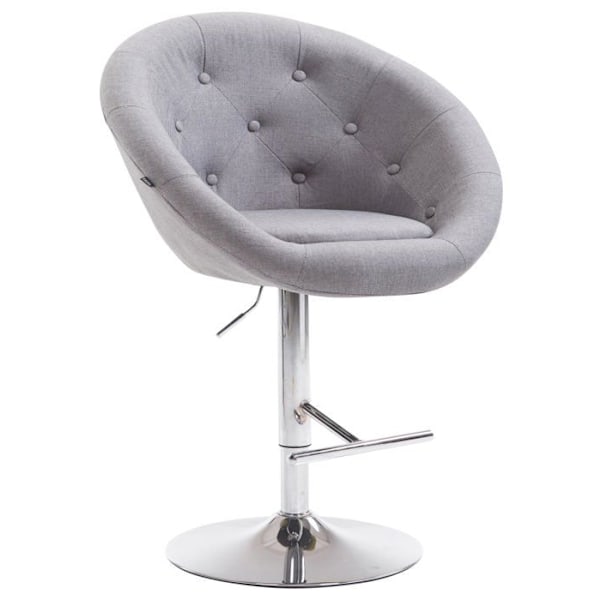 Moderne design barstol i æggeform med polstring, chrome metal fodstøtte, gråt stof TDB10337 Grå