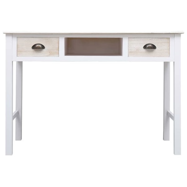 Käytännöllinen konsolipöytä laatikoilla järjestettyyn eteiseen 110 x 45 x 76 cm ruskea ja valkoinen puu DEC031535 Vit