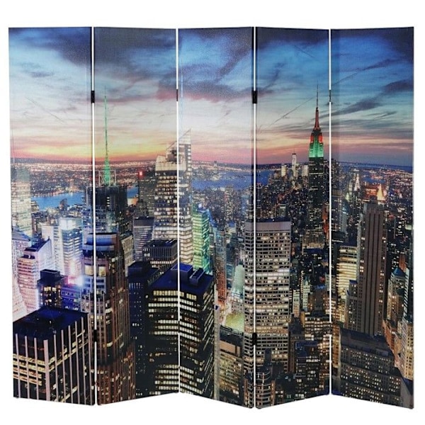 Paravent separator avdelare 5 sektioner 30 LED 180 av 200 mönster New York