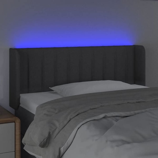 Sengehoved tilbehør til seng soveværelse møbel med LED 93 x 16 x 78/88 cm stof mørkegrå TDL0200982 Grå
