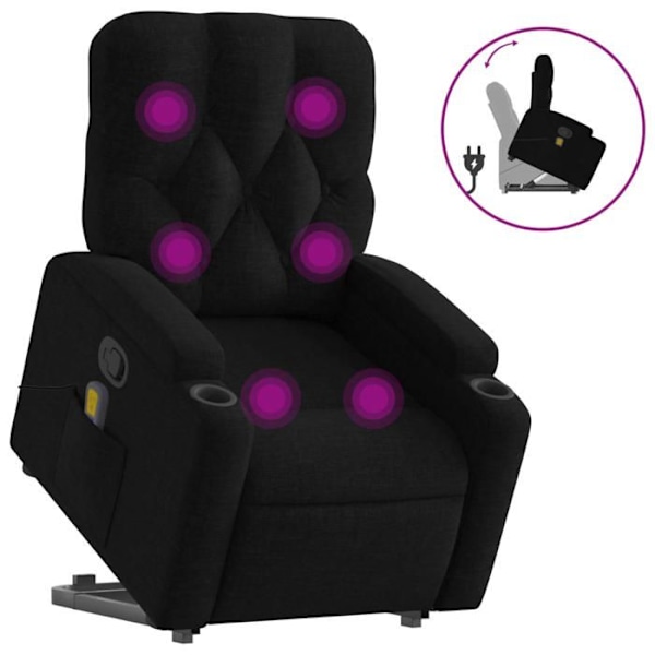 Tv-lænestol med massagefunktion, justerbar med vibrationsmassage fra 6 punkter i sort stof DEC027067 Svart