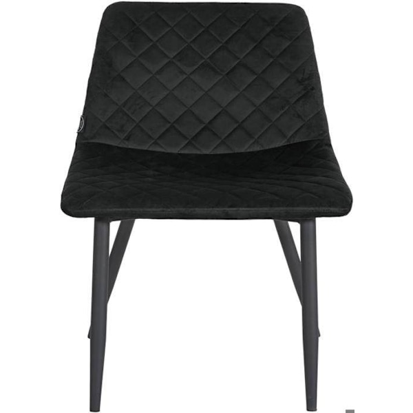Spisestol x1 med dekorative diamant-syninger, sort velour sæde og sorte metalben 10_0001497 Metall