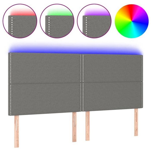 Hovedgærde til soveværelse med LED-møbel 180 x 5 x 118/128 cm mørkegråt stof TDL0201103 Grå