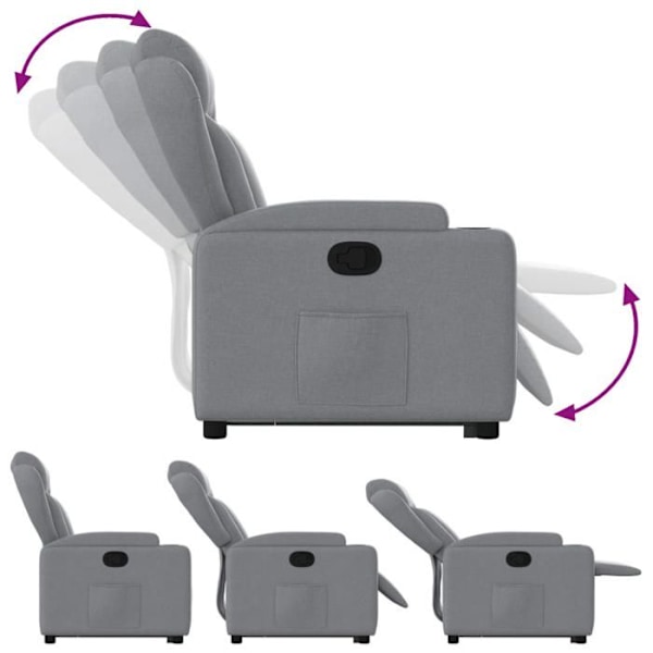 Fauteuil relax TV med behagelig polstring, elektrisk løftefunktion i lys grå stof DEC027906 Grå