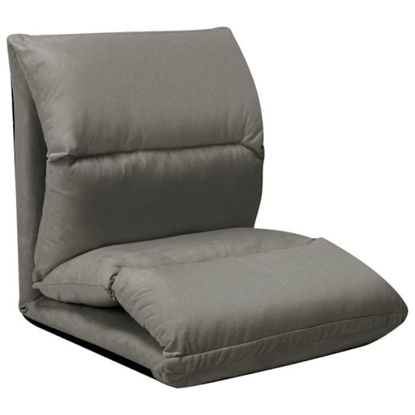 Fällbar justerbar golvfauteuil lång stol i mikrofiber grå DEC026235 Grå