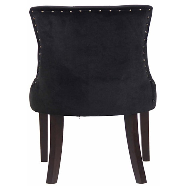 Siddende spisebordsstol i klassisk design med dekorative knapper i sort velour og ben i brun træ 10_0001928 kastanj