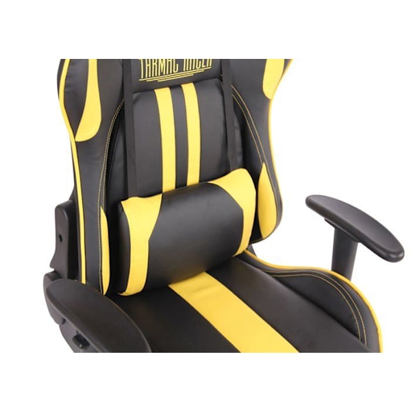 Skrivbordsstol för spelare med sportdesign, massagefunktion och värme med svarta/gula PVC-kuddar 10_0002531 Gul