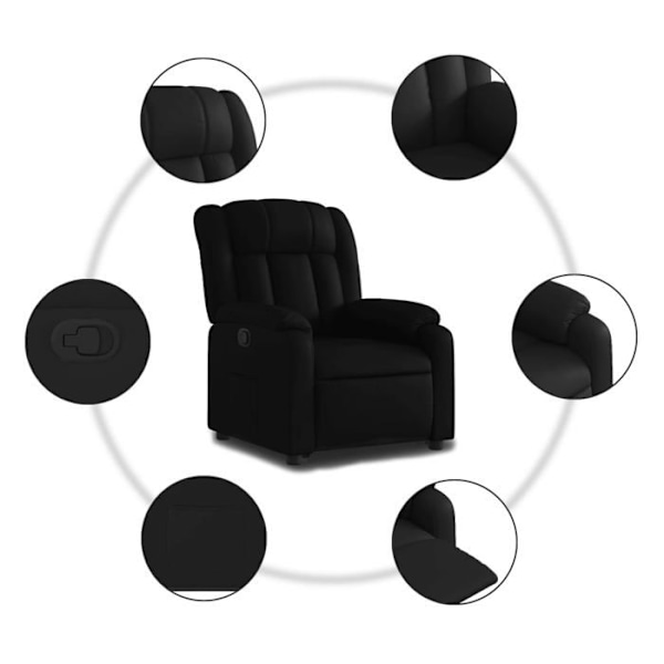 Funktionel TV hvilestol med komfortabel polstring og elektrisk løftefunktion i sort PVC DEC028083 Svart