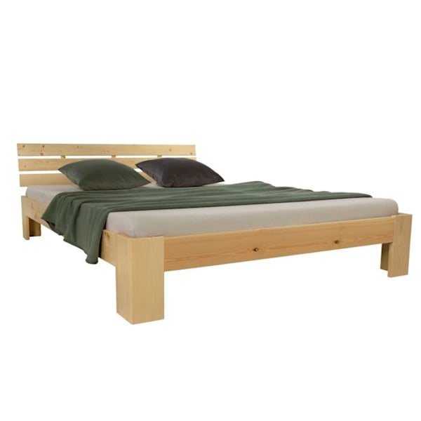 Kahden hengen parisänky puulateksilla 160 x 200 naturligt trä