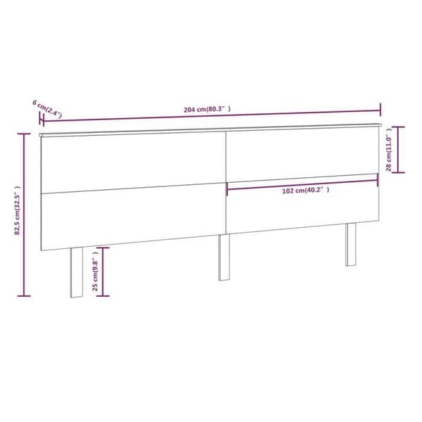 Sänggavel tillbehör säng sovrum möbel 204 x 6 x 82,5 vit furu