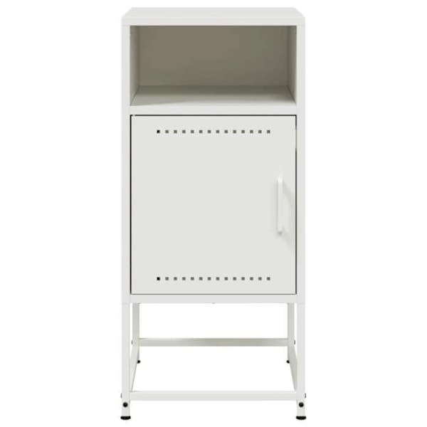 Nattesidebord med skab med dør 36 x 39 x 78 cm hvid stål DEC033317 Vit