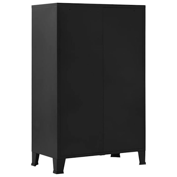 Kontor møbel opbevaringsskab med 3 rum og 2 skuffer med navneskilt 75 x 40 x 120 cm sort stål DEC024459 Svart