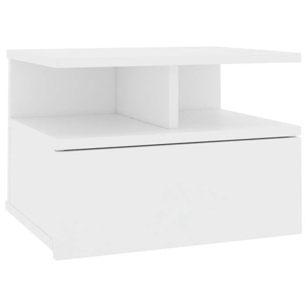 Väggmonterad nattduksbord med låda och fack 40 x 31 x 27 cm ingenjörsträ vit DEC033917 Vit