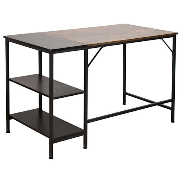 Bureau med computerbord og 3 opbevaringspladser i sort metal og brunt MDF 10_0005523 kastanj