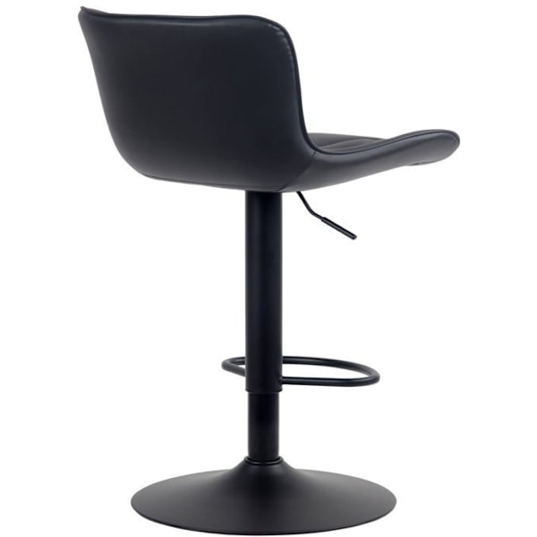 Barstol høj x1 med dekorative syninger i sort PVC, ben i sort metal 10_0005166 Metall