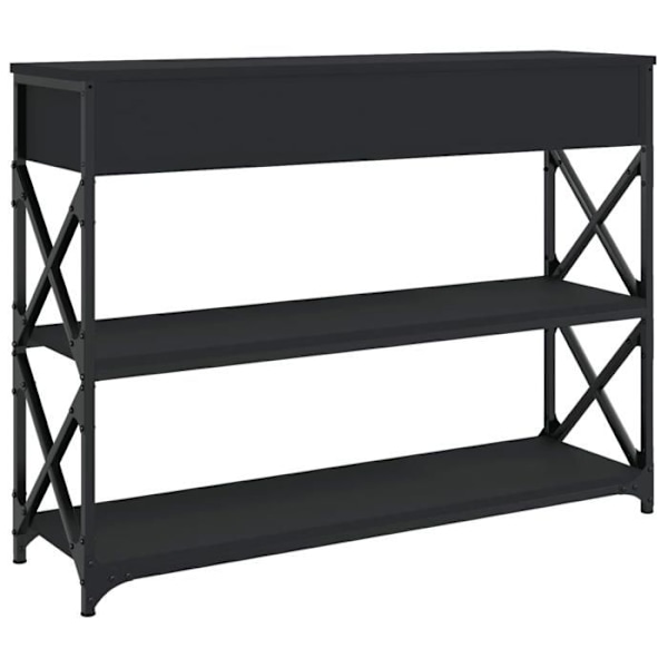 Funktionsdygtig og stilfuld konsolbord med skuffer og hylder 100 x 28 x 75 cm engineering træ sort og metal DEC032061 kastanj