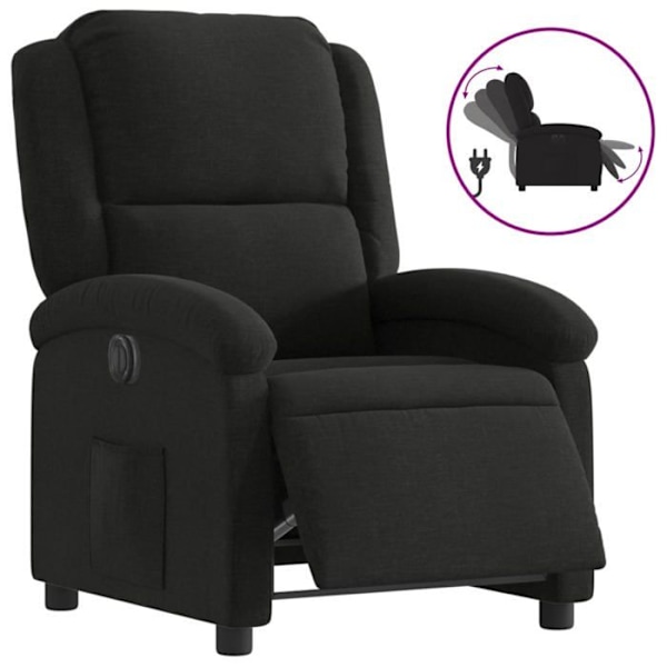 Fauteuil relax TV med elektrisk tiltfunktion meget komfortabel i sort stof DEC028491 Svart