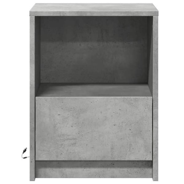 Sæt med 2 natborde med skuffe og LED 38 x 34 x 50 cm i betonfarvet ingeniørtræ DEC032854 kastanj