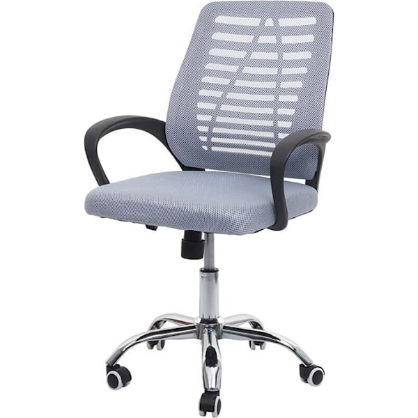 Ergonomisk kontorstol med hjul, netbetræk i grå stof