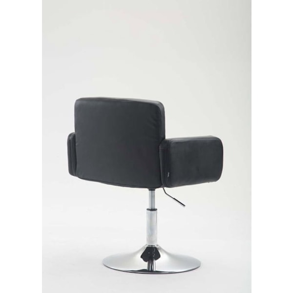 Lounge stol med polstrede armlæn der kan dreje 360° i sort PVC og krommetal 10_0002805 Metall