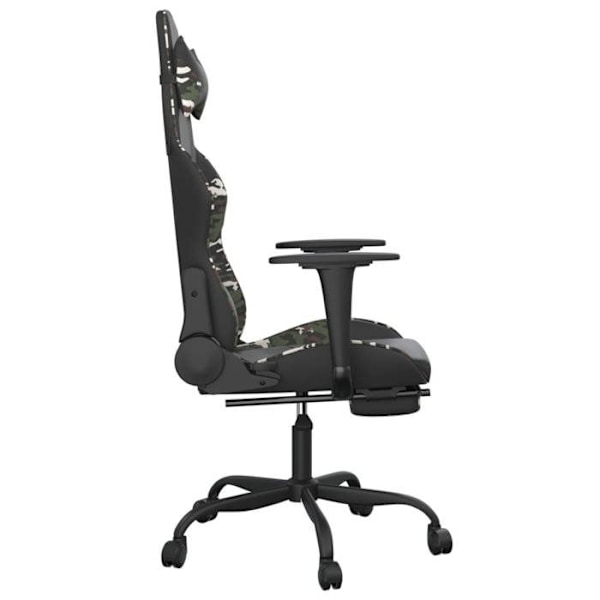 Kontorstol gamer med hjul og fodstøtte, sort og grøn camouflage PVC DEC025763 Svart