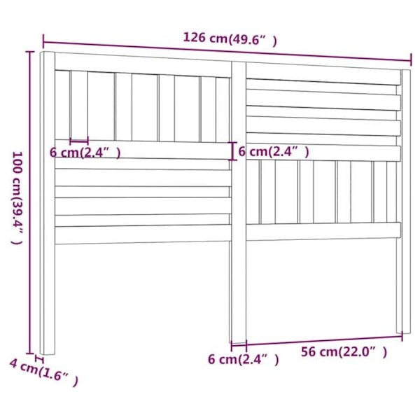 Sänggavel - Furu - 126x100 cm - Grå - Nutida - Elegant design Grå