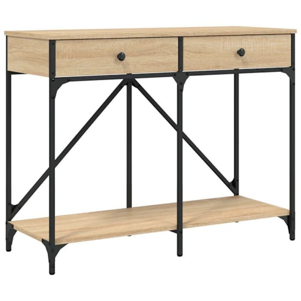 Funktionel og stilfuld konsolbord med skuffer 100 x 39 x 78,5 cm i ingeniørtræ og metal DEC031919 kastanj