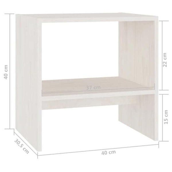 Nattduksbord med öppet fack 40 x 30,5 x 40 cm i vit massivt furu DEC033329 Vit