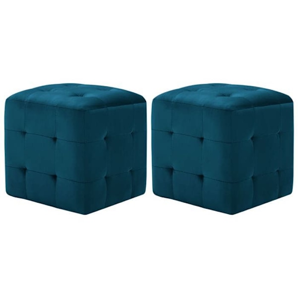 2 kpl samettiset jalkotuolit 30 x 30 x 30 cm sininen DEC032755 Blå