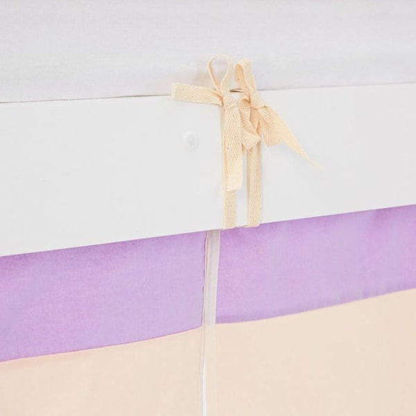 Lit mezzanine avec sommier a lattes 90x200cm avec échelle en bois laqué blanc et toile beige lilas incluse sans matelas LIT06246 Beige