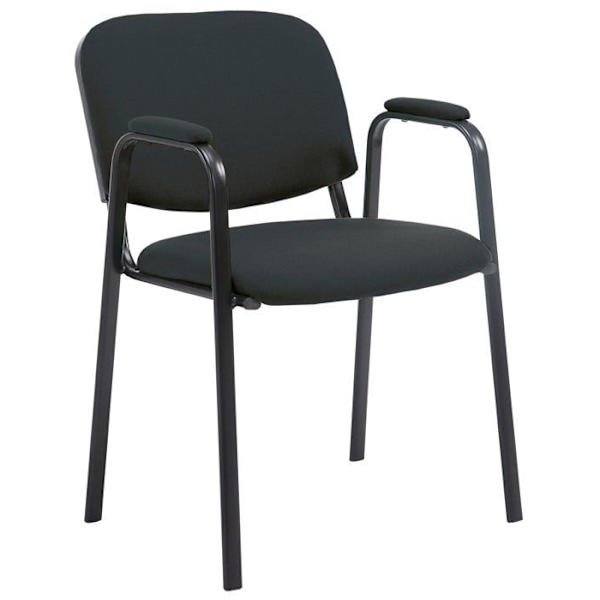 Besöksstol med integrerade armstöd, väntområde i svart tyg, svart metallben med 4 ben 10_0003383 Metall