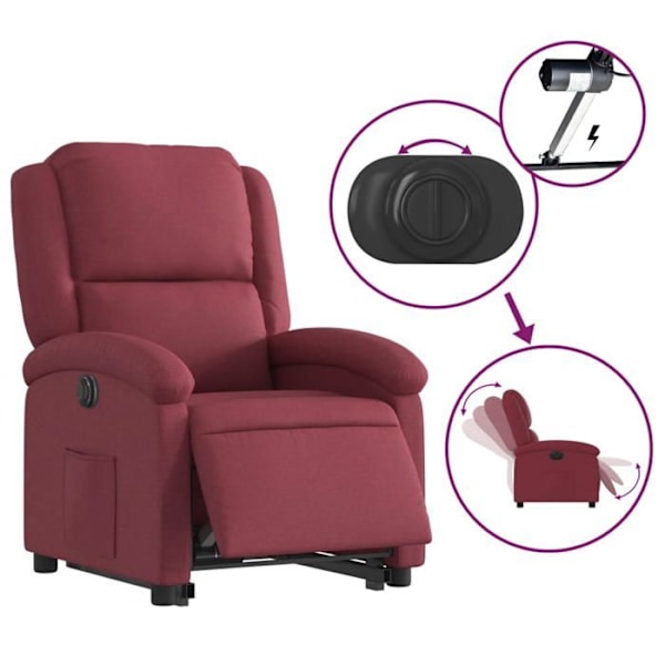 Recliner TV med elektrisk lyftfunktion mycket bekväm i bordeaux tyg DEC028540 Bordeaux